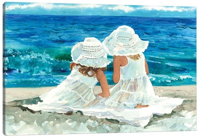 Beach Buddies Canvas Art Print - Friendship Art