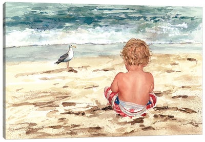 Bird Boy Canvas Art Print - Gull & Seagull Art