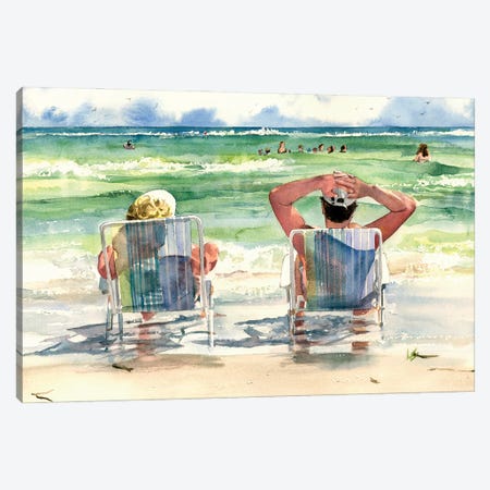 Seaside Loungers Canvas Print #JDI213} by Judith Stein Canvas Art