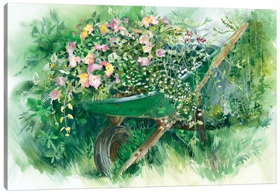 Barrow Of Fun Floral Canvas Art Print - Judith Stein