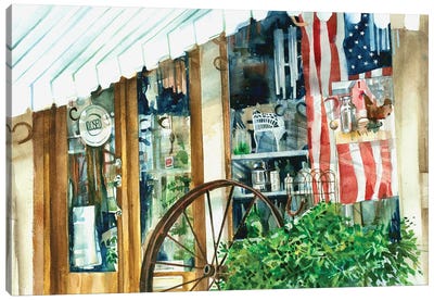 Closed For Lunch - Antique Store Canvas Art Print - American Flag Art
