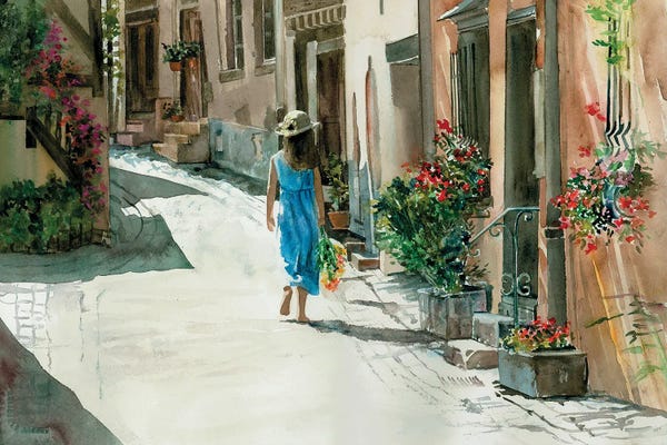 Streets: Cobblestone Stroll - European Street Scene by Judith Stein