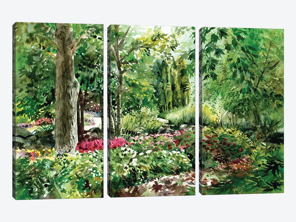 Down The Garden Path Landscape by Judith Stein 3-piece Canvas Art