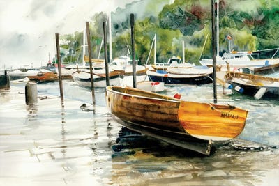 Harbour Boats Seascape by Judith Stein multi panel art