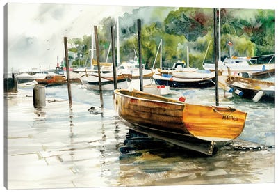 Harbour Boats Seascape Canvas Art Print - Judith Stein