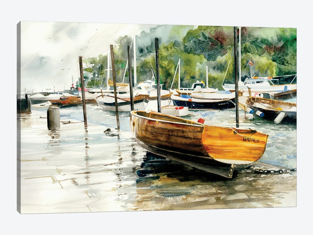 Harbour Boats Seascape by Judith Stein 1-piece Canvas Art