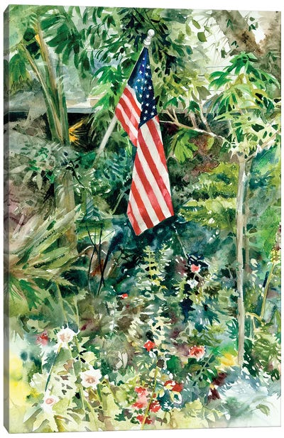 Proud Landscape Canvas Art Print - American Flag Art