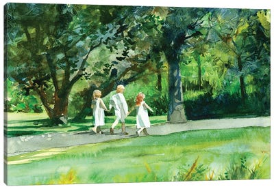 Walk In The Park Landscape Canvas Art Print - Judith Stein