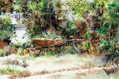 Wheelbarrow Welcome Floral by Judith Stein canvas print