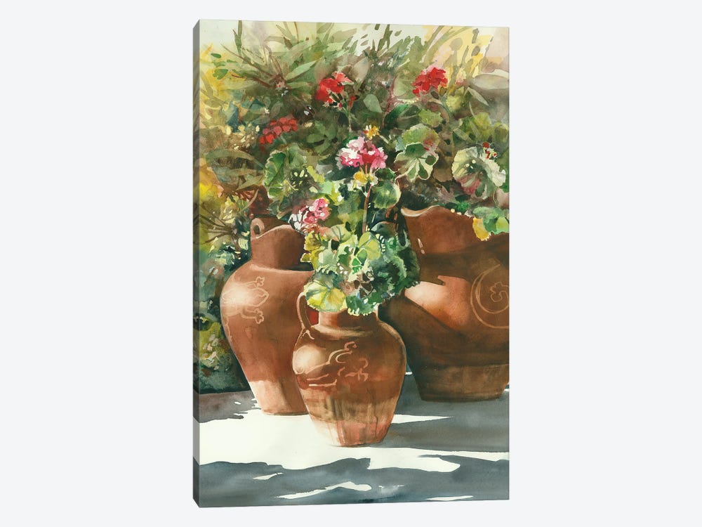 Flowers In Clay Pots by Judith Stein 1-piece Canvas Art Print