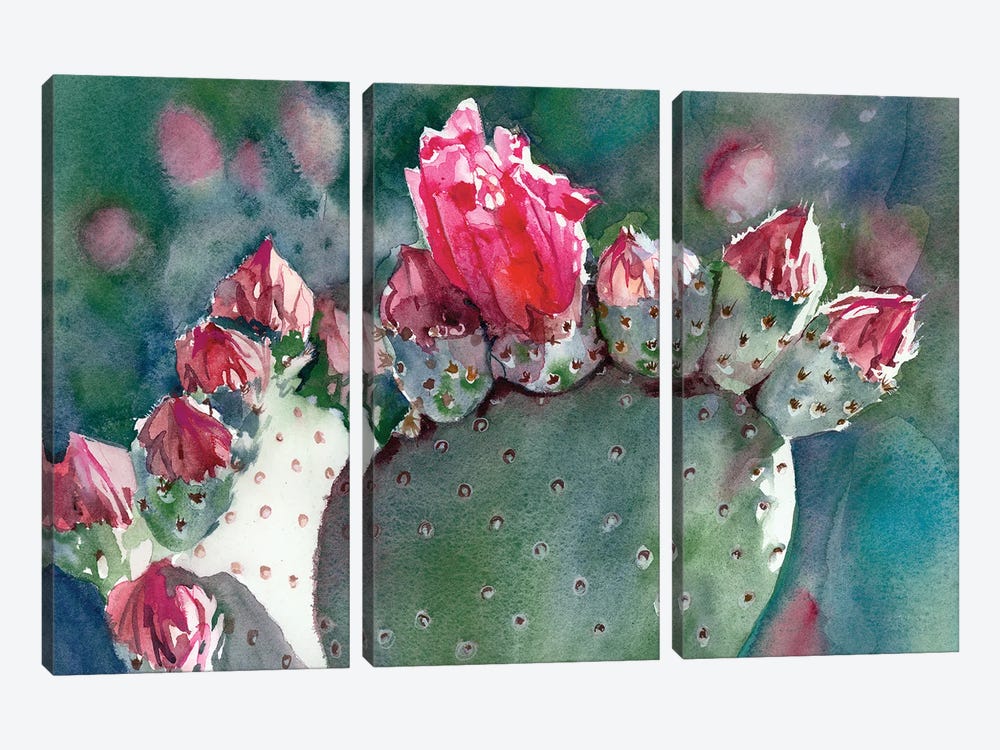 Prickly Pear In Bloom by Judith Stein 3-piece Canvas Artwork