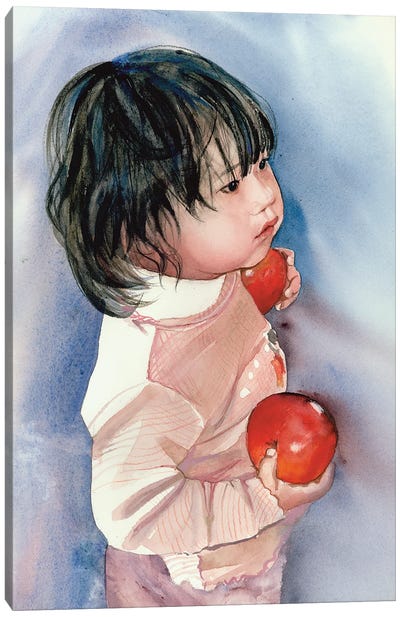 An Apple In The Hand Canvas Art Print - Apple Art