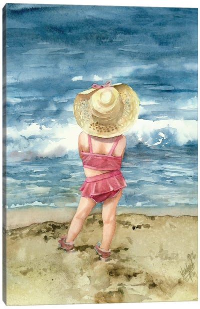 Big Hat Beach Girl Canvas Art Print - Judith Stein