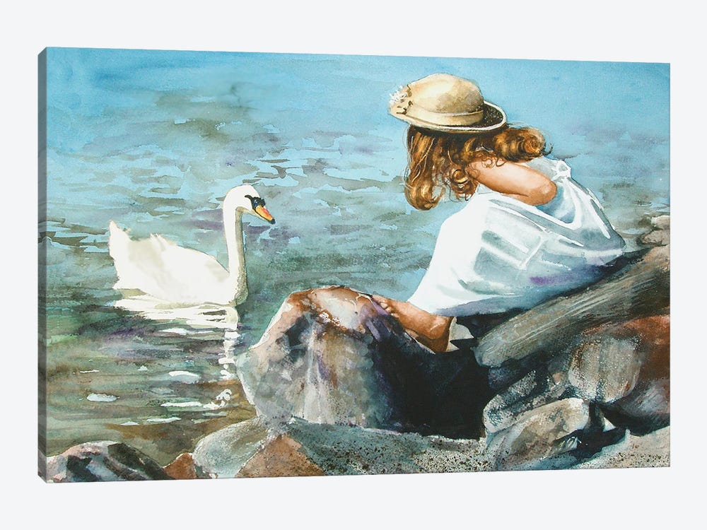 Feeding The Swan by Judith Stein 1-piece Canvas Print