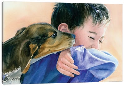 Puppy Dog Tails Canvas Art Print - Judith Stein