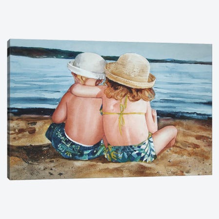 Sunning Siblings Canvas Print #JDI343} by Judith Stein Canvas Art