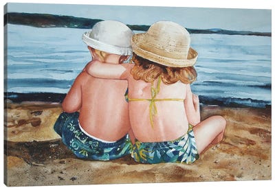 Sunning Siblings Canvas Art Print - Judith Stein