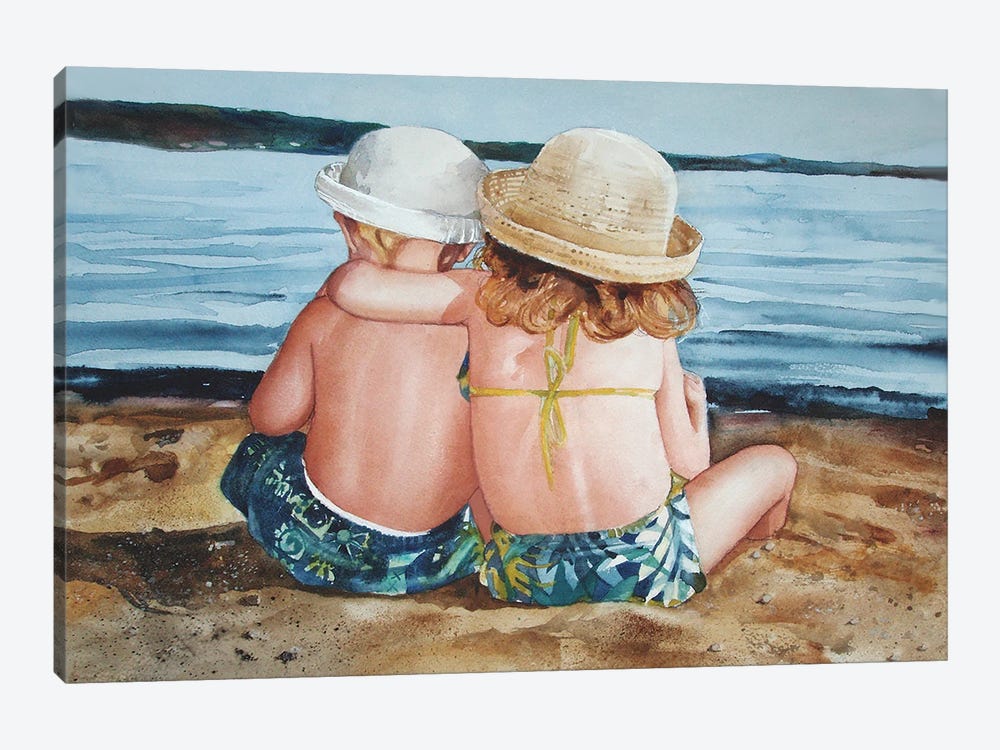 Sunning Siblings by Judith Stein 1-piece Canvas Print