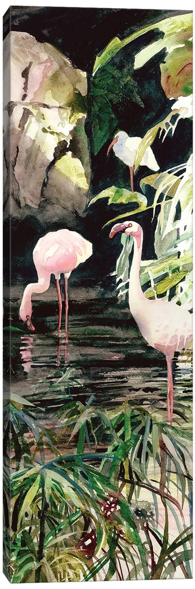 Flaming Flamingos Canvas Art Print - Judith Stein