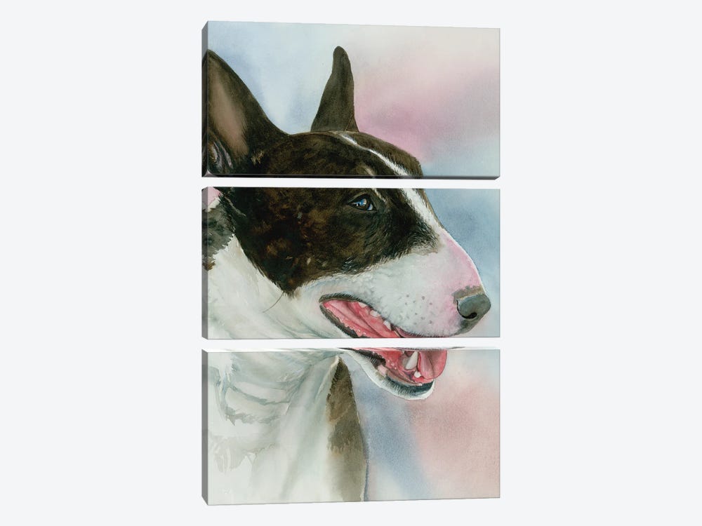 Spuds - Bull Terrier by Judith Stein 3-piece Canvas Wall Art