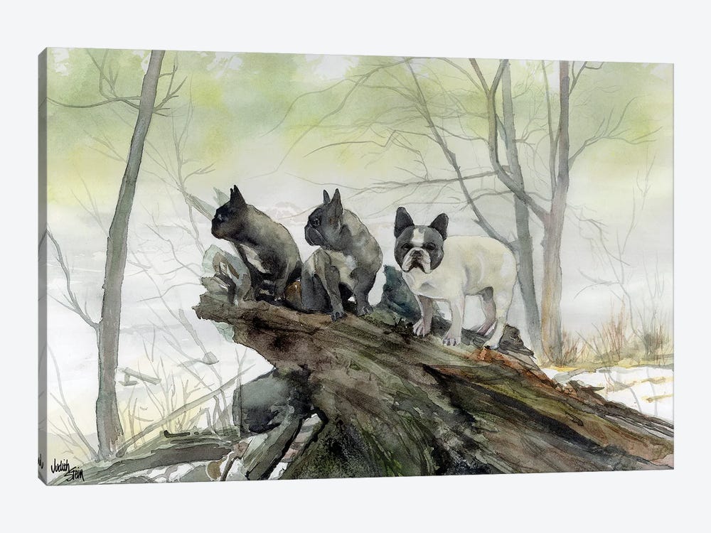 Frenchies in the Mist by Judith Stein 1-piece Art Print