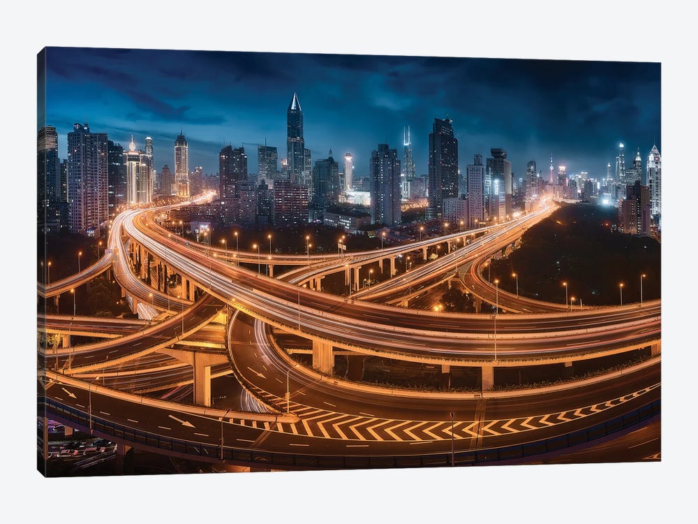 Xing Shanghai By Night 1-piece Canvas Print