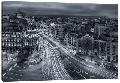 Madrid City Lights Canvas Art Print - Community Of Madrid Art