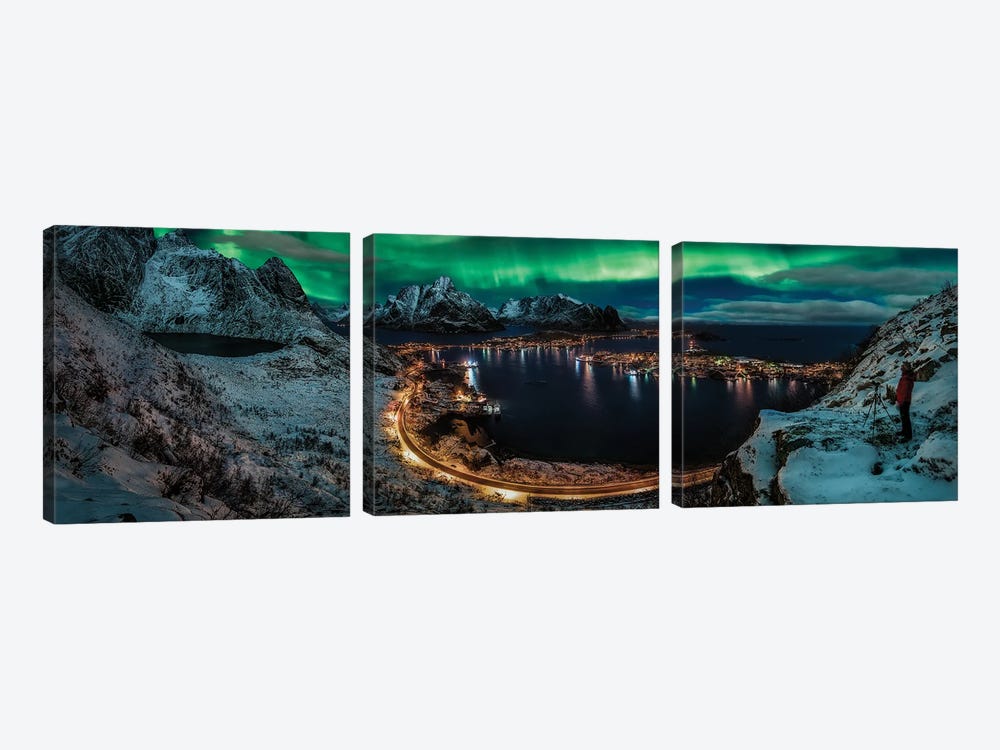Chasing The Northern Lights by Javier de la Torre 3-piece Canvas Wall Art