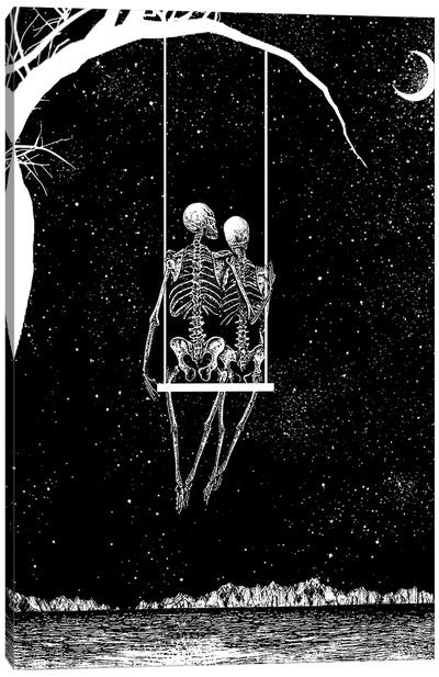 Just The Two Of Us Canvas Art Print - Skeleton Art