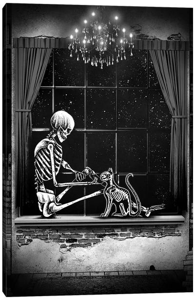 Nine Lives And More With You Pt II Canvas Art Print - Skeleton Art