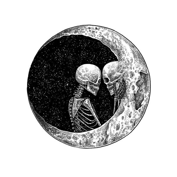Skeletons: To The Moon And Back White by Junaid Mortimer