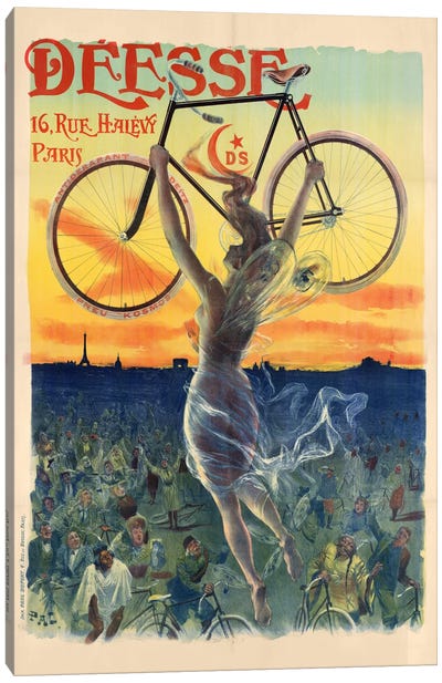 Déesse Cycles Advertisement Canvas Art Print - Bicycle Art
