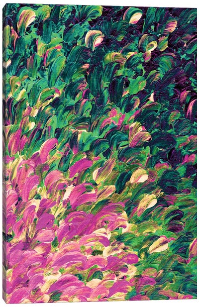 Follow The Current IV Canvas Art Print - Green & Pink Art