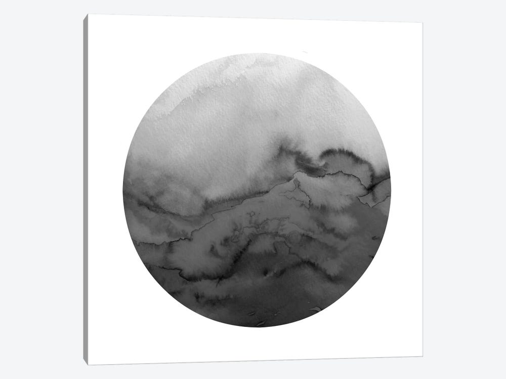 Winter Waves, Circular - Greyscale by Julia Di Sano 1-piece Canvas Print