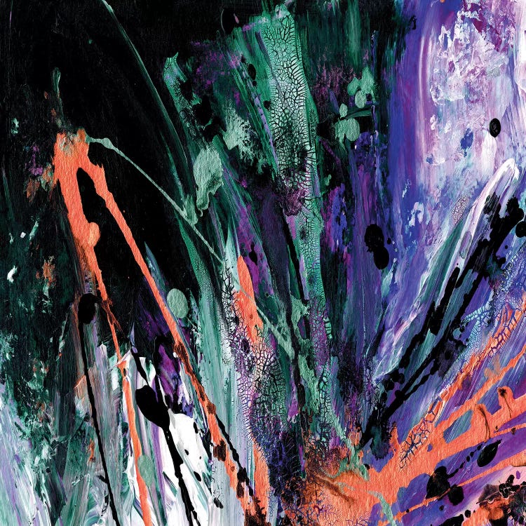 Supernova Splash, Purple Orange Blue by Julia Di Sano wall art