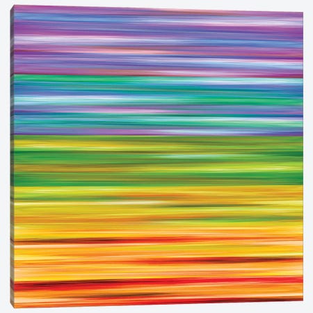 Rainbow Flow 1, Colorful Ombre Stripes Abstract Canvas Print #JDS205} by Julia Di Sano Canvas Print
