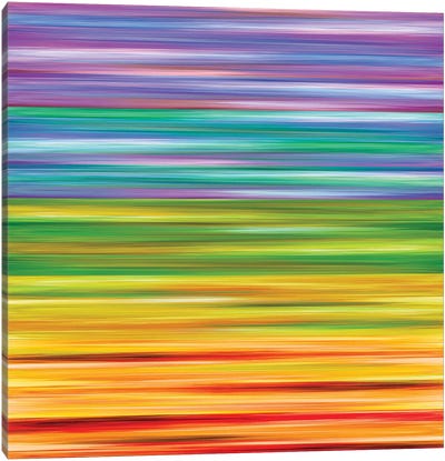 Rainbow Flow 1, Colorful Ombre Stripes Abstract Canvas Art Print - Julia Di Sano