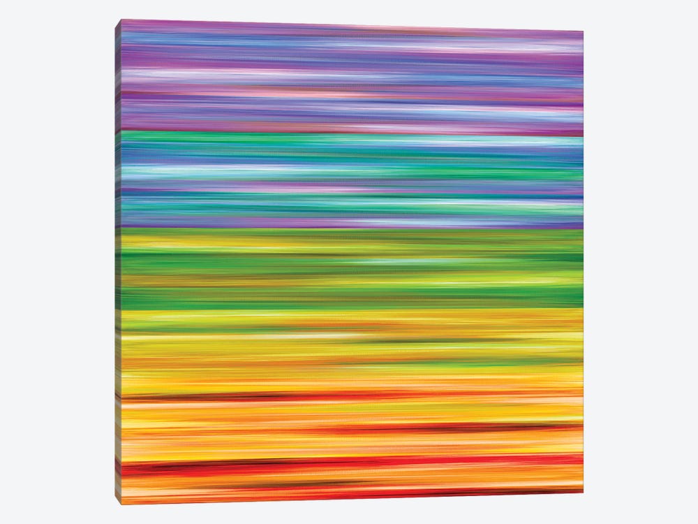 Rainbow Flow 1, Colorful Ombre Stripes Abstract by Julia Di Sano 1-piece Canvas Print