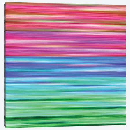Rainbow Flow 2, Colorful Ombre Stripes Abstract Canvas Print #JDS206} by Julia Di Sano Art Print