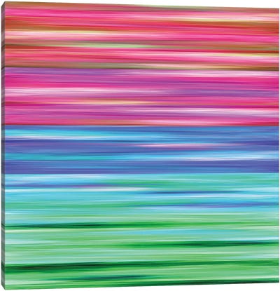 Rainbow Flow 2, Colorful Ombre Stripes Abstract Canvas Art Print - Julia Di Sano