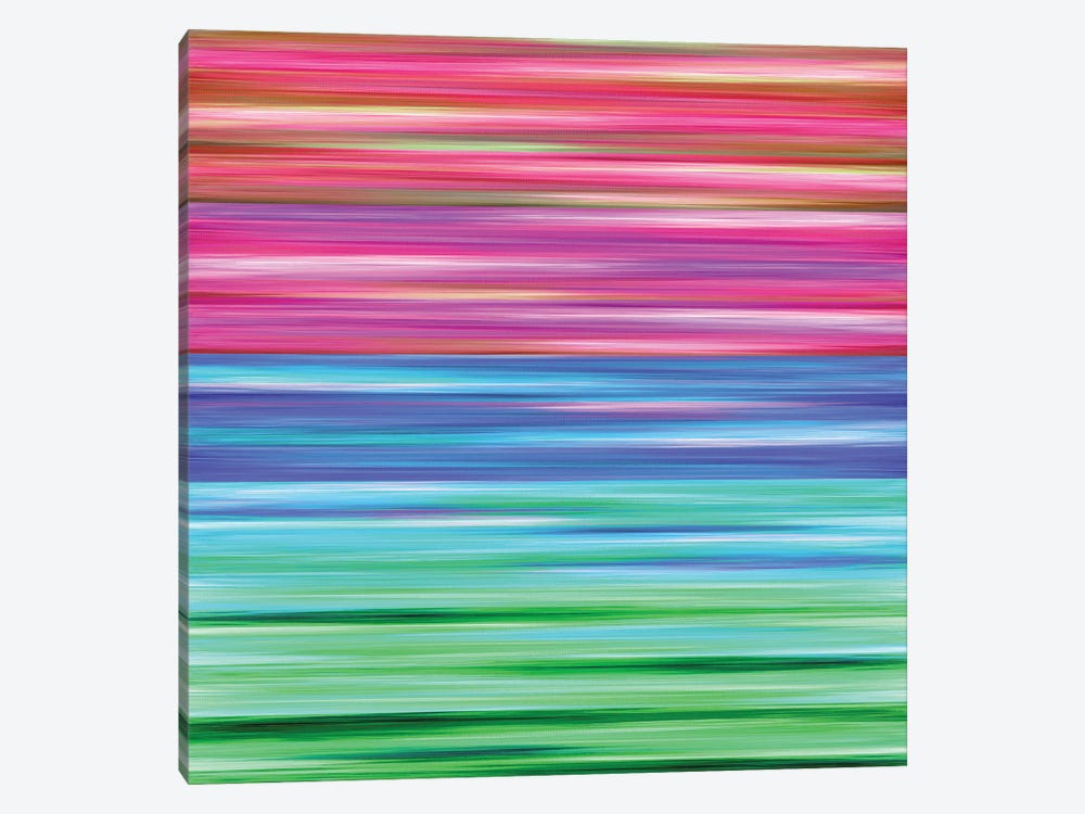 Rainbow Flow 2, Colorful Ombre Stripes Abstract by Julia Di Sano 1-piece Canvas Art