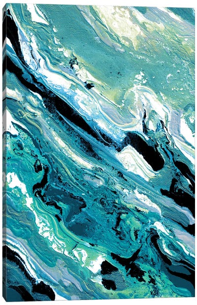 Color Avalanche II Canvas Art Print - Teal Abstract Art