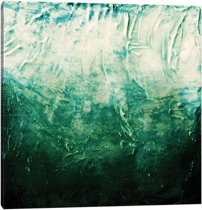 Beneath The Veil V, Dark Emerald Green Bold Canvas Art Print - Green with Envy