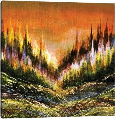 Woodland Secrets Multi I, Bold Forest Trees Landscape Canvas Art Print - Julia Di Sano