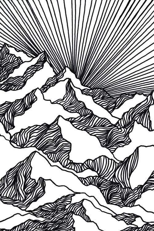 Aim High I - Minimalist Mountains Landscape Illustration by Julia Di Sano wall art