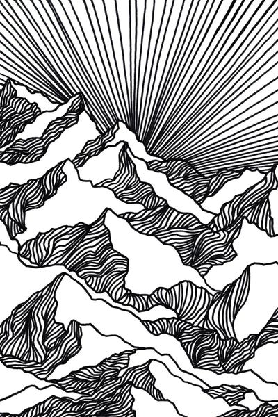 Aim High I - Minimalist Mountains Landscape Illustration