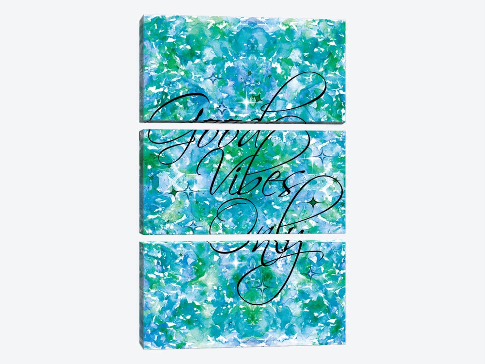 Good Vibes Only - Blue & Green by Julia Di Sano 3-piece Canvas Print