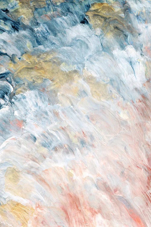 Everything Changes I Blush Gold Blue - Abstract Feathers Flow