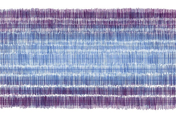 Julia Di Sano: Between The Lines Periwinkle Plum Purple - Abstract Linear Pattern Sketch by Julia Di Sano