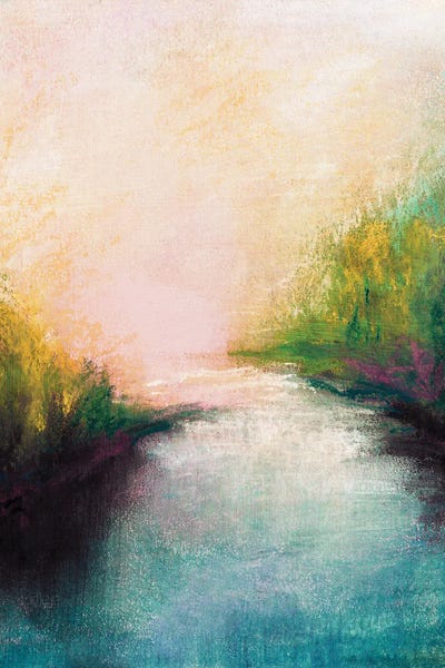 Julia Di Sano: The Marshlands I - Abstract Nature Pastel Landscape by Julia Di Sano